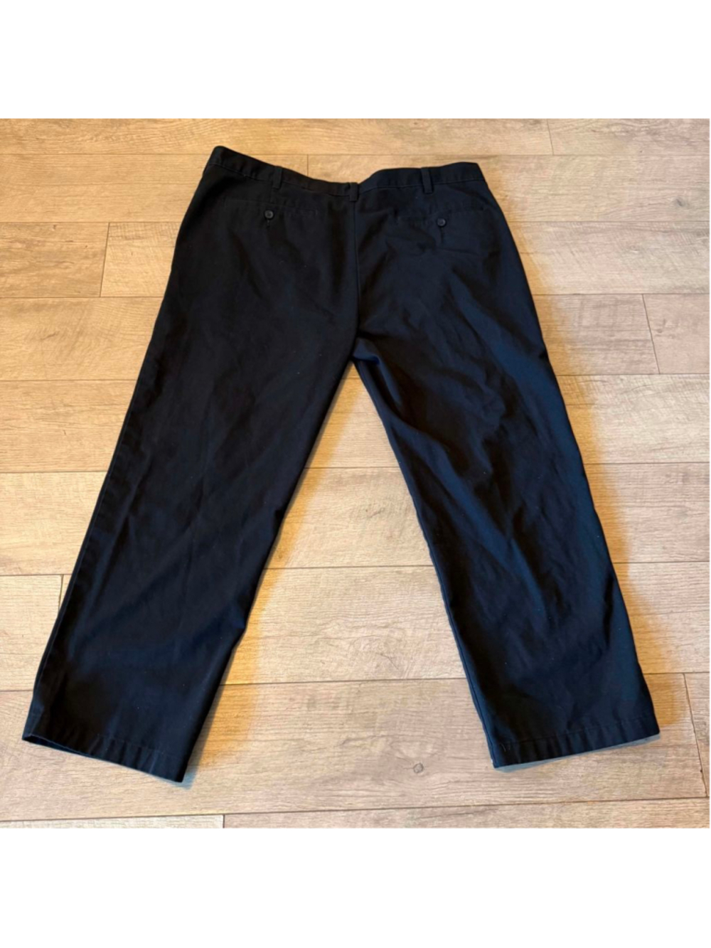 Men’s Black Flat Front Straight Leg Trousers / Chino Pants